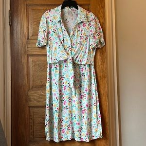 Bright Florals Maternity to Nursing Shirt Dress
